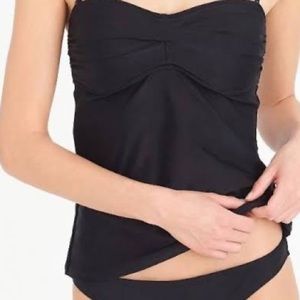J. CREW TWIST TANKINI TOP STRAPLESS ROUCHED BLACK BANDEAU BUSTIER SWIMWEAR